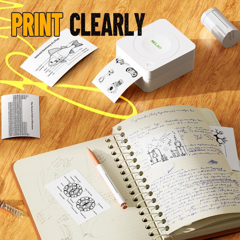 Nelko Genuine Self-Adhesive Thermal Printer Stickers, Compatible with PM230 Mini Sticker Printer, Black on White, 54mmx3.5m, 3 Rolls, Transparent - Image 5